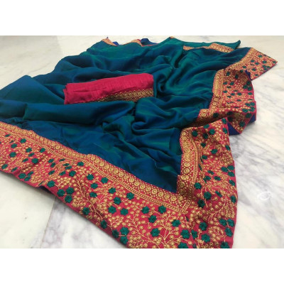 Sana Silk Saree With Heavy Embroidery Work